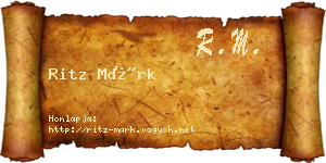 Ritz Márk névjegykártya